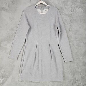 Madewell Dress Womens Size L Heather Gray Pleated Mini Long Sleeve Knit Stretch
